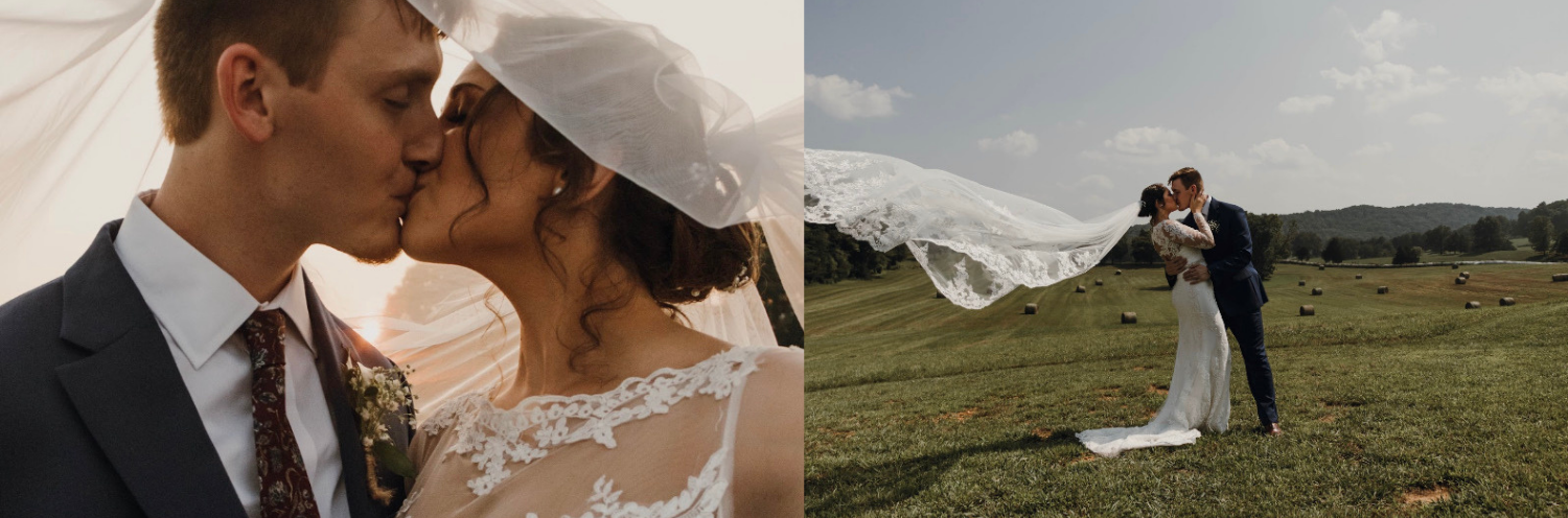 bride and groom posing outdoors